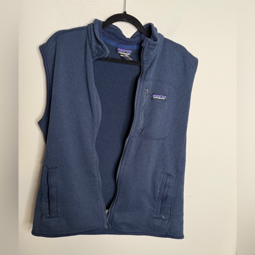 Patagonia Size XL Men's‎ Better Sweater Knit Zip Fleece Lined Vest in Navy Blue - Picture 2 of 5